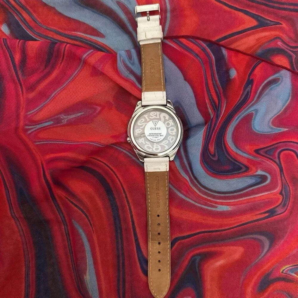 Guess White Floating Crystal Quartz Watch Vintage